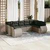 Image de vidaXL Salon de jardin 9 pcs avec coussins gris résine tressée