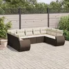 Image de vidaXL Vidaxl Salon De Jardin Avec Coussins 9 Pcs Marron Résine Tressée