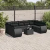 Image de vidaXL Salon de jardin 10 pcs avec coussins noir résine tressée