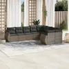 Image de vidaXL Salon de jardin 9 pcs avec coussins gris résine tressée