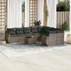 Image de vidaXL Salon de jardin avec coussins 10 pcs gris résine tressée