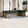 Image de vidaXL Salon de jardin avec coussins 10 pcs gris résine tressée