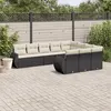 Image de vidaXL Salon de jardin 10 pcs avec coussins noir résine tressée
