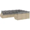 Image de vidaXL Vidaxl Salon De Jardin Avec Coussins 10 Pcs Beige Résine Tressée