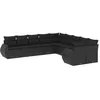 Image de Vidaxl Salon De Jardin 10 Pcs Avec Coussins Noir RÃ©sine TressÃ©e