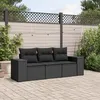 Image de Vidaxl Salon De Jardin 3 Pcs Avec Coussins Noir RÃ©sine TressÃ©e