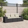 Image de Vidaxl Salon De Jardin 3 Pcs Avec Coussins Noir RÃ©sine TressÃ©e