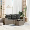 Image de vidaXL Salon de jardin 4 pcs avec coussins gris résine tressée