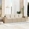Image de vidaXL Salon de jardin avec coussins 4 pcs beige résine tressée