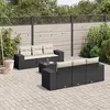 Image de vidaXL Salon de jardin 7 pcs avec coussins noir résine tressée3254643