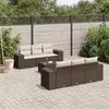 Image de vidaXL Salon de jardin avec coussins 7 pcs marron résine tressée3254650