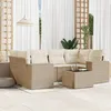 Image de Vidaxl Salon De Jardin Avec Coussins 7 Pcs Beige RÃ©sine TressÃ©e