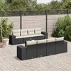 Image de vidaXL Salon de jardin 9 pcs avec coussins noir résine tressée