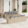 Image de vidaXL Salon de jardin avec coussins 9 pcs beige résine tressée
