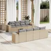 Image de Vidaxl Salon De Jardin Avec Coussins 9 Pcs Beige RÃ©sine TressÃ©e