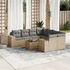 Image de vidaXL Salon de jardin avec coussins 9 pcs beige résine tressée