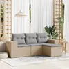 Image de vidaXL Salon de jardin avec coussins 4 pcs beige résine tressée3254806