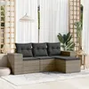 Image de vidaXL Salon de jardin 4 pcs avec coussins gris résine tressée3254807