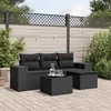 Image de vidaXL Salon de jardin 5 pcs avec coussins noir résine tressée