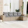 Image de vidaXL Salon de jardin avec coussins 5 pcs beige résine tressée