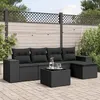 Image de Vidaxl Salon De Jardin 6 Pcs Avec Coussins Noir RÃ©sine TressÃ©e