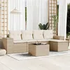 Image de vidaXL Salon de jardin avec coussins 6 pcs beige résine tressée