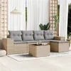 Image de vidaXL Salon de jardin avec coussins 6 pcs beige résine tressée