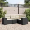 Image de vidaXL Salon de jardin 4 pcs avec coussins noir résine tressée3254843