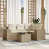 Image de vidaXL Salon de jardin avec coussins 5 pcs beige résine tressée3254855