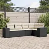 Image de vidaXL Salon de jardin 5 pcs avec coussins noir résine tressée