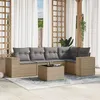 Image de Vidaxl Salon De Jardin Avec Coussins 6 Pcs Beige RÃ©sine TressÃ©e