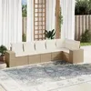 Image de vidaXL Salon de jardin avec coussins 6 pcs beige résine tressée