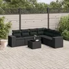 Image de Vidaxl Salon De Jardin 7 Pcs Avec Coussins Noir RÃ©sine TressÃ©e