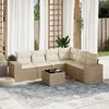 Image de vidaXL Salon de jardin avec coussins 7 pcs beige résine tressée