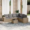 Image de Vidaxl Salon De Jardin Avec Coussins 7 Pcs Beige RÃ©sine TressÃ©e