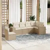 Image de vidaXL Salon de jardin avec coussins 6 pcs beige résine tressée