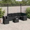 Image de Vidaxl Salon De Jardin 7 Pcs Avec Coussins Noir RÃ©sine TressÃ©e