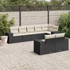 Image de vidaXL Salon de jardin 8 pcs avec coussins noir résine tressée