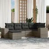 Image de vidaXL Salon de jardin 6 pcs avec coussins gris résine tressée