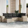 Image de Vidaxl Salon De Jardin 6 Pcs Avec Coussins Gris Clair RÃ©sine TressÃ©e