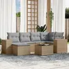 Image de vidaXL Salon de jardin avec coussins 7 pcs beige résine tressée