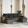 Image de vidaXL Salon de jardin 6 pcs avec coussins gris résine tressée