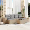 Image de Vidaxl Salon De Jardin Avec Coussins 7 Pcs Beige RÃ©sine TressÃ©e