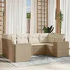 Image de vidaXL Salon de jardin avec coussins 6 pcs beige résine tressée