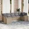 Image de vidaXL Salon de jardin avec coussins 7 pcs beige résine tressée