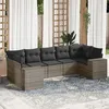 Image de vidaXL Salon de jardin avec coussins 7 pcs gris résine tressée