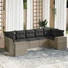 Image de Vidaxl Salon De Jardin Avec Coussins 7 Pcs Gris Clair RÃ©sine TressÃ©e