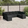 Image de Vidaxl Salon De Jardin 9 Pcs Avec Coussins Noir RÃ©sine TressÃ©e