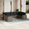 Image de vidaXL Salon de jardin 9 pcs avec coussins gris résine tressée