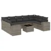 Image de Vidaxl Salon De Jardin Avec Coussins 10 Pcs Gris RÃ©sine TressÃ©e